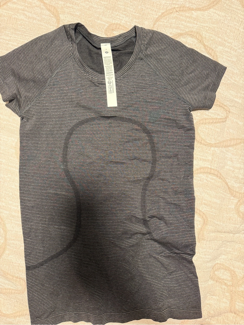 lululemon athletica Short Sleeve Striped Tee in Charcoal and Light Gray